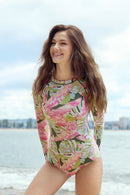 Axesea Long Sleeve One Piece Back Zip Swimsuit