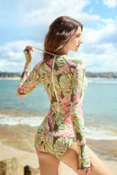 Axesea Long Sleeve One Piece Back Zip Swimsuit