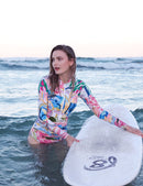 Axesea Women Front Zip Long Sleeve Ruched One Piece Swimsuit