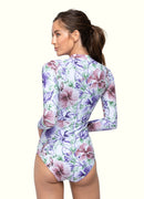 Side Ruching Long Sleeve One Piece Swimsuit