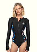 Tide Long Sleeve Front Zip One Piece Swimsuit