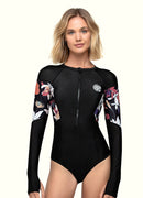 Flora Long Sleeve Front Zip One Piece Swimsuit ——Italy Artist x Axesea