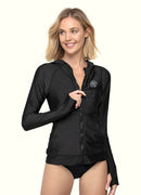 Classic Hoodie Rash Guard UPF 50 Long Sleeve Swimsuit Top