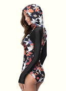 Flora Front Zip Hooded Long Sleeve One Piece——Italy Artist x Axesea