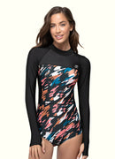 Tides Back Zipper Long Sleeve One Piece Swimsuit