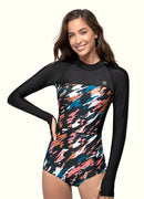 Tides Back Zipper Long Sleeve One Piece Swimsuit