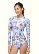 Side Ruching Long Sleeve One Piece Swimsuit