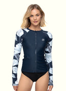 Ink Painting Long Sleeve Zip UPF 50 Rash Guard Top