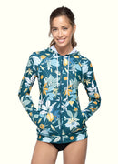 Flora Hoodie Rash Guard UPF 50 Long Sleeve Swimsuit Top——Italy Artist x Axesea