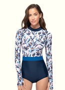 Ink Painting Back Zip Long Sleeve One Piece