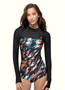 Tides Back Zipper Long Sleeve One Piece Swimsuit