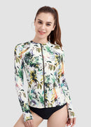 Coconut Palm Long Sleeve Zip UPF 50 Rash Guard