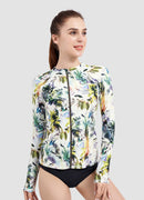 Coconut Palm Long Sleeve Zip UPF 50 Rash Guard