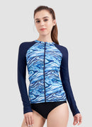 Long Sleeve Zip Rash Guard — Marbling