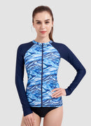 Long Sleeve Zip Rash Guard — Marbling