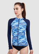 Long Sleeve Zip Rash Guard — Marbling