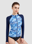 Long Sleeve Zip Rash Guard — Marbling