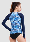 Long Sleeve Zip Rash Guard — Marbling