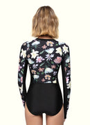 Coral Flower Front Zip Long Sleeve One Piece——Argentina Artist x Axesea