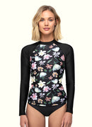Coral Flower Long Sleeve UPF 50 Rash Guard Top——Argentina Artist x Axesea