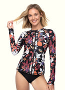 Flora Long Sleeve Zip UPF 50 Rash Guard Top——Italy Artist x Axesea