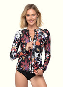 Flora Long Sleeve Zip UPF 50 Rash Guard Top——Italy Artist x Axesea