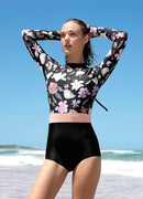 Coral Flower Back Zip Long Sleeve One Piece——Argentina Artist x Axesea