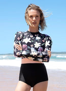 Coral Flower Back Zip Long Sleeve One Piece——Argentina Artist x Axesea