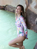 Axesea Long Sleeve One Piece Back Zip Swimsuit