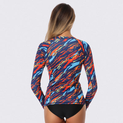 Sur-A Long Sleeve Zip UPF 50 Rash Guard — Tide - AXESEA