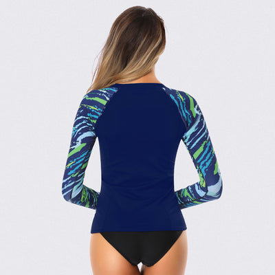 Sur-A Long Sleeve Zip UPF 50 Rash Guard — Tide - AXESEA