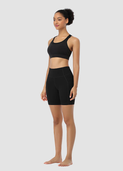 Newborn High Waist Bike Shorts 6” — Black