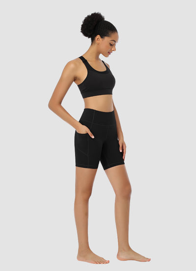 Newborn High Waist Bike Shorts 6” — Black