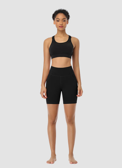 Newborn High Waist Bike Shorts 6” — Black