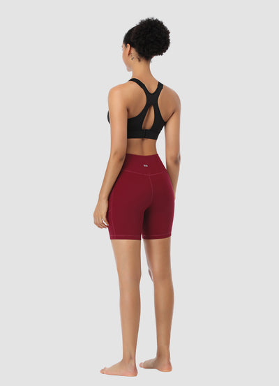 Newborn High Waist Bike Shorts 6” — Dark Red