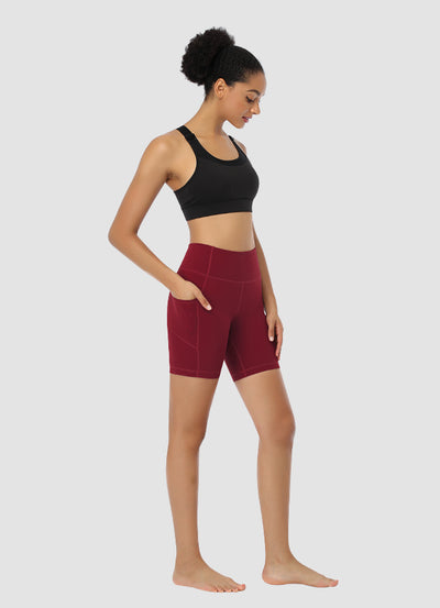 Newborn High Waist Bike Shorts 6” — Dark Red