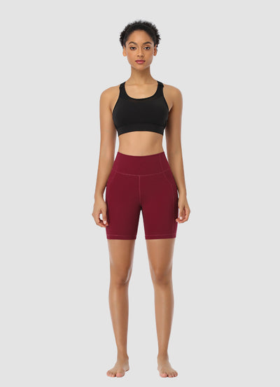 Newborn High Waist Bike Shorts 6” — Dark Red