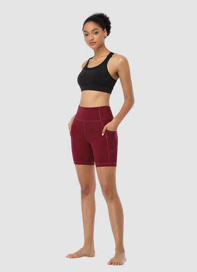 Newborn High Waist Bike Shorts 6” — Dark Red