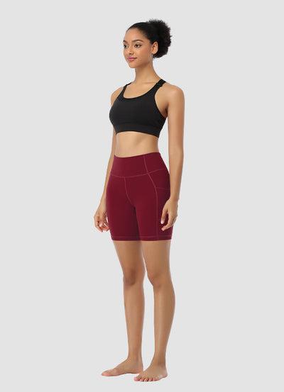 Newborn High Waist Bike Shorts 6” — Dark Red