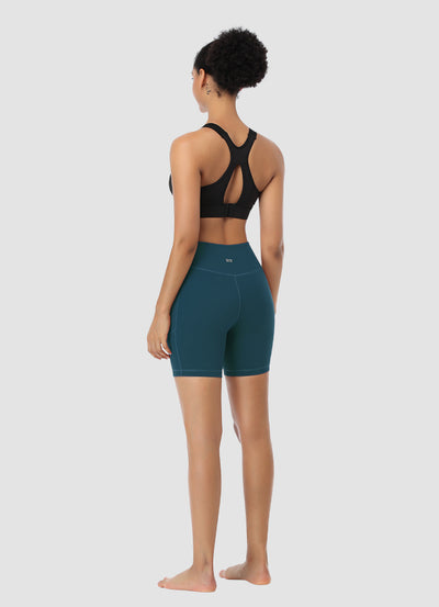 Newborn High Waist Bike Shorts 6” — Teal