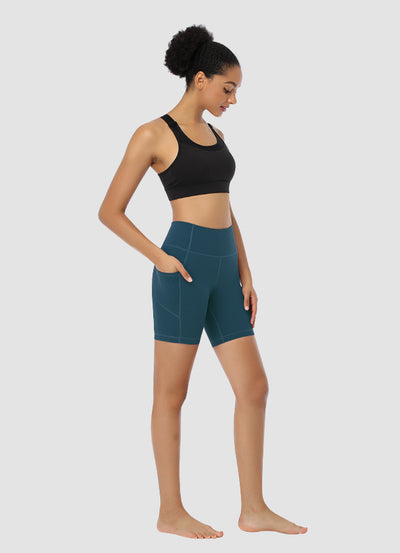 Newborn High Waist Bike Shorts 6” — Teal
