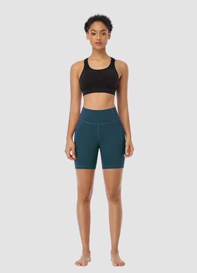 Newborn High Waist Bike Shorts 6” — Teal