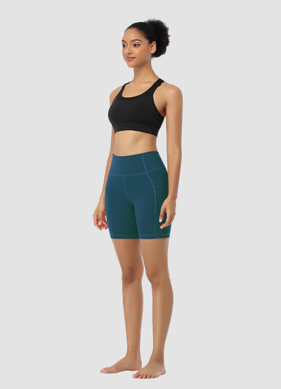 Newborn High Waist Bike Shorts 6” — Teal