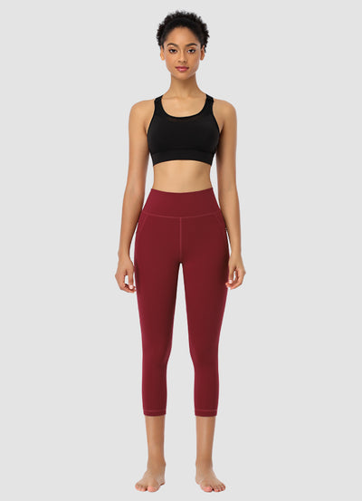 Newborn High Waist Capri Leggings 21” — Dark Red