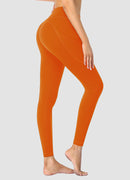 Newborn High Waist Yoga Leggings Full Length — Orange