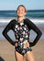 Coral Flower Hoodie Rash Guard UPF 50 Long Sleeve Swimsuit Top——Argentina Artist x Axesea